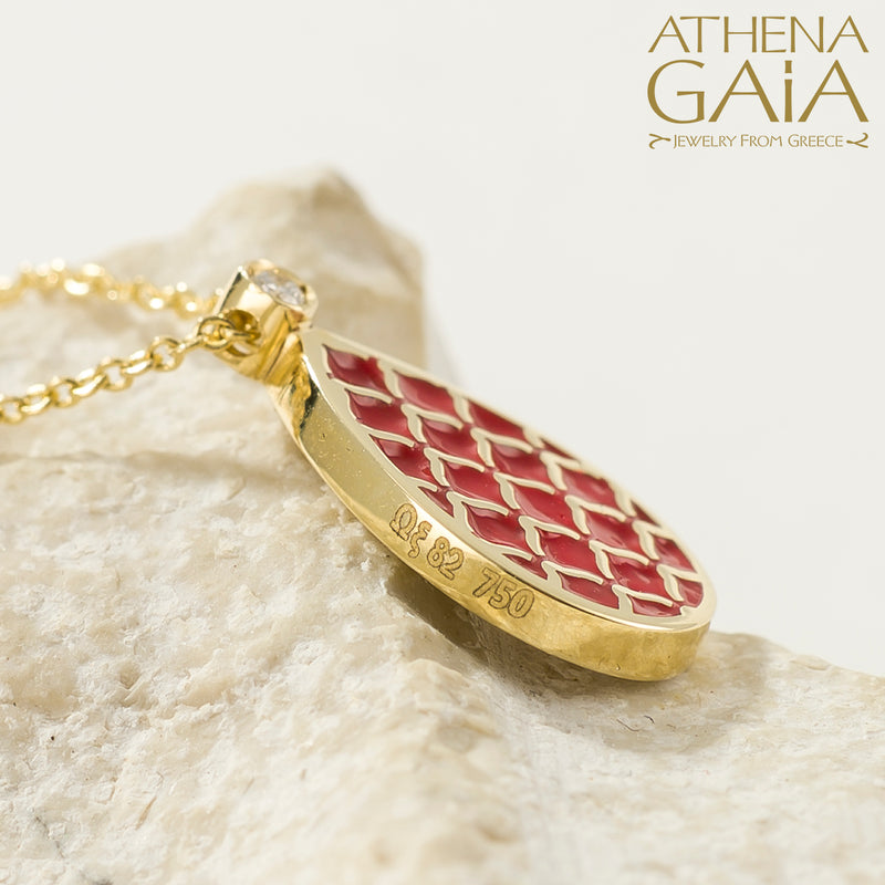 Periklista Teardrop Enamel Pendant Necklace - 18k Gold Necklace