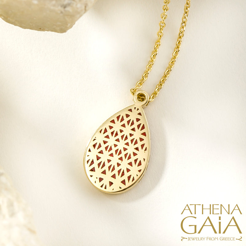 Periklista Teardrop Enamel Pendant Necklace - 18k Gold Necklace