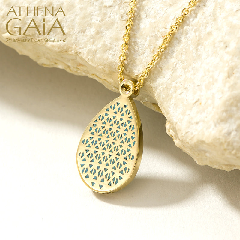 Periklista Teardrop Enamel Pendant Necklace - 18k Gold Necklace