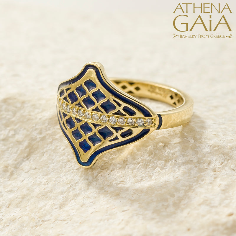Periklista Enamel Crest Ring - 18k Gold - Cocktail Ring