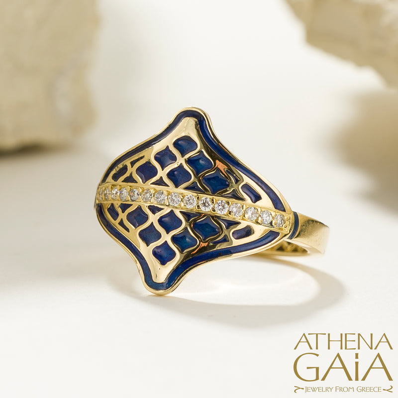 Periklista Enamel Crest Ring - 18k Gold - Cocktail Ring