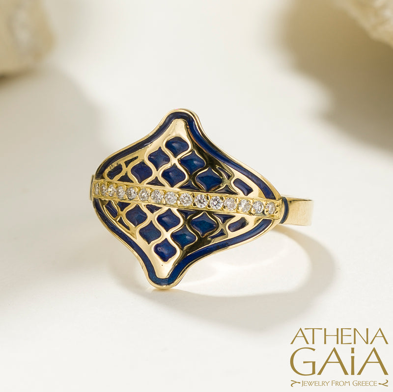Periklista Enamel Crest Ring - 18k Gold - Cocktail Ring