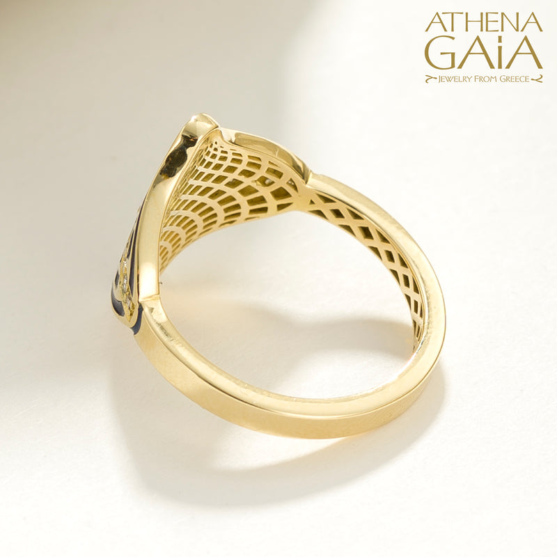 Periklista Enamel Crest Ring - 18k Gold - Cocktail Ring