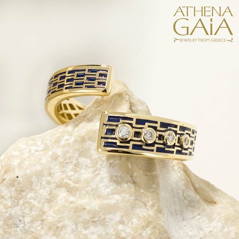 Periklista Mosaic Open Ring - 18k Gold Ring - Cocktail Ring