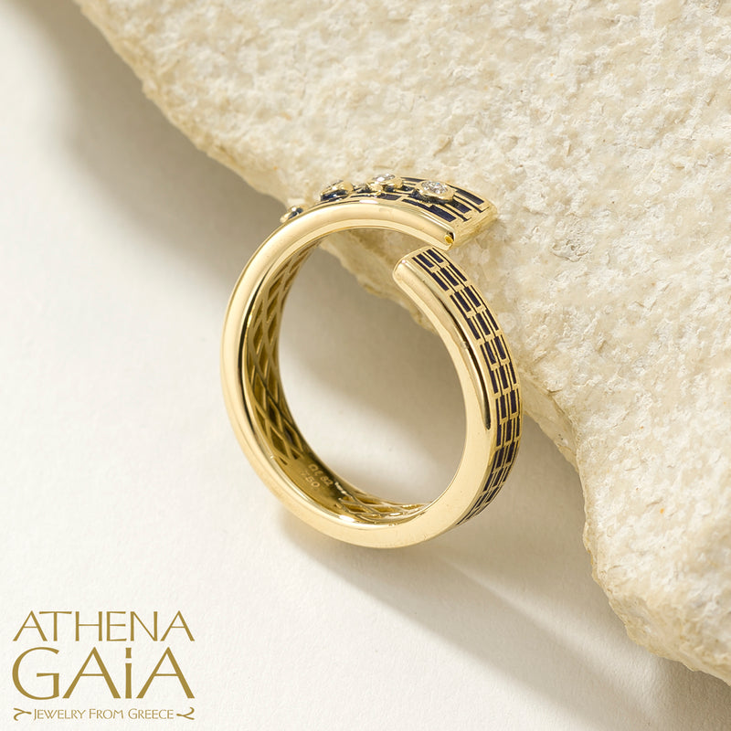 Periklista Mosaic Open Ring - 18k Gold Ring - Cocktail Ring