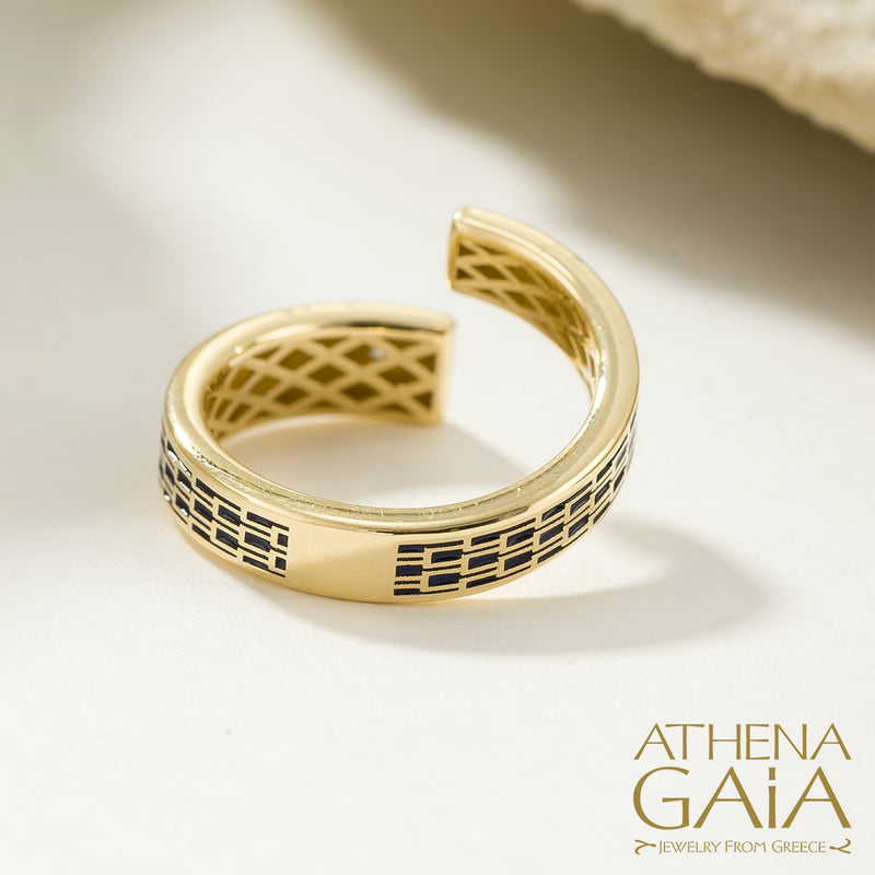 Periklista Mosaic Open Ring - 18k Gold Ring - Cocktail Ring