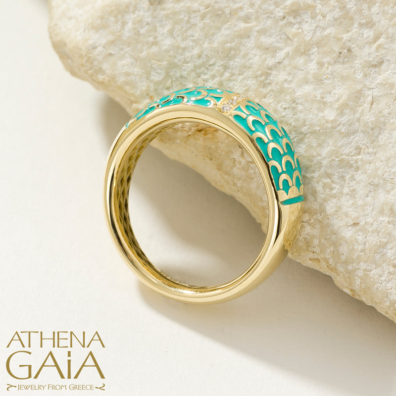 Periklista Wave Band Ring - 18k Gold Ring - Cocktail Ring