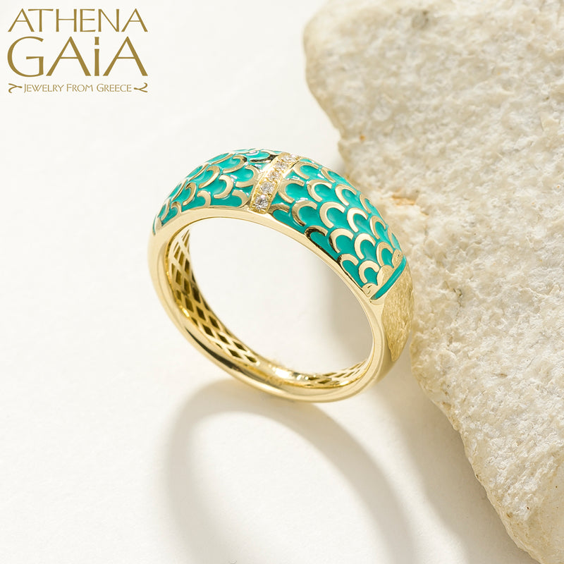 Periklista Wave Band Ring - 18k Gold Ring - Cocktail Ring