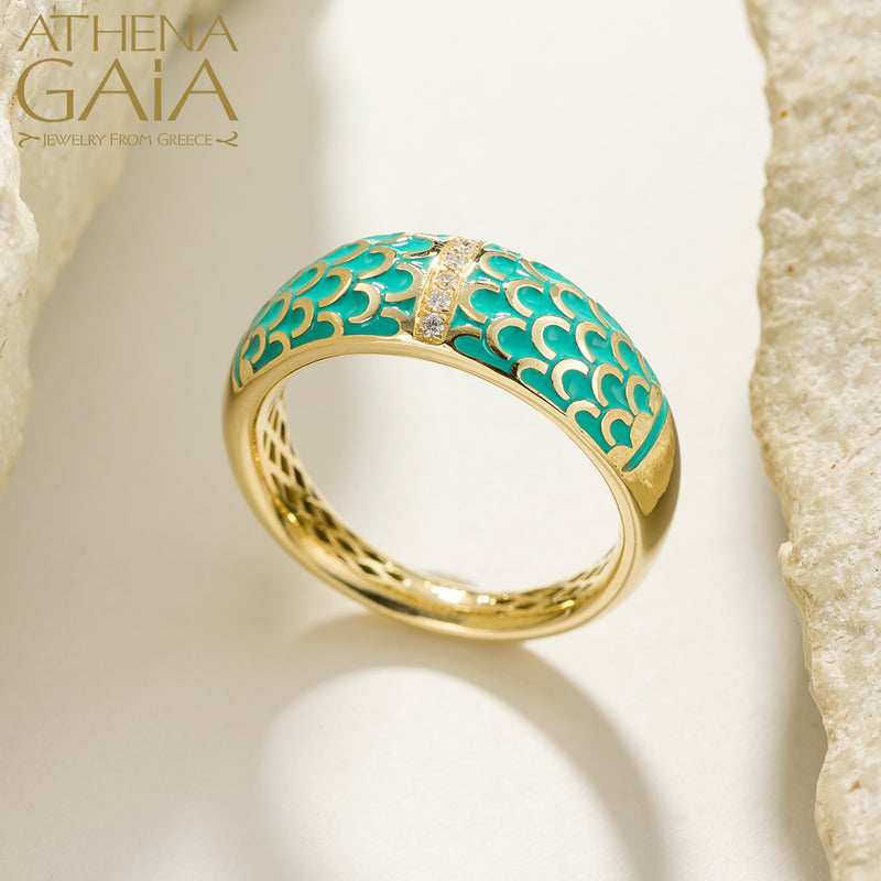 Periklista Wave Band Ring - 18k Gold Ring - Cocktail Ring