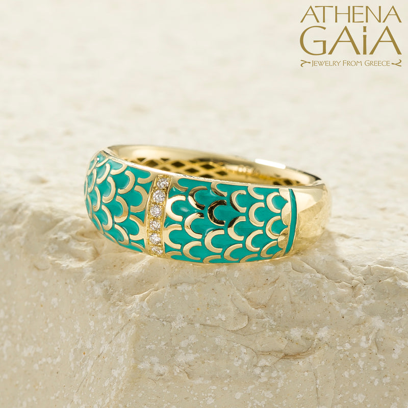 Periklista Wave Band Ring - 18k Gold Ring - Cocktail Ring