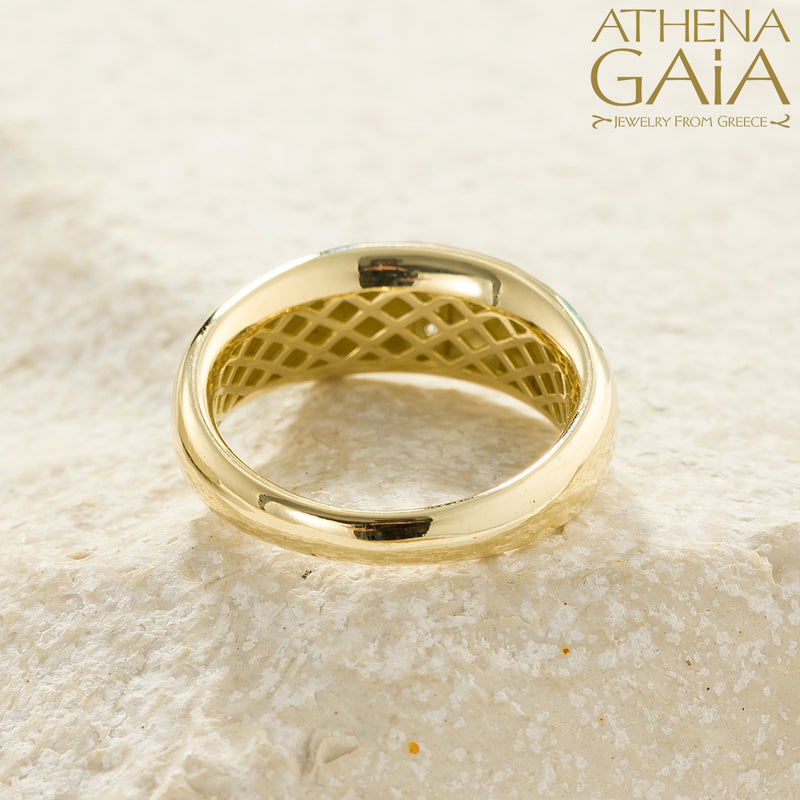Periklista Wave Band Ring - 18k Gold Ring - Cocktail Ring