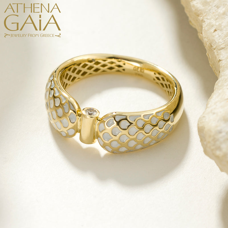 Periklista Bridged Band Ring - 18k Gold Ring - Stackable Ring