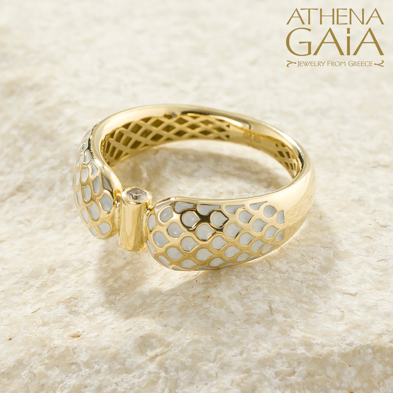 Periklista Bridged Band Ring - 18k Gold Ring - Stackable Ring