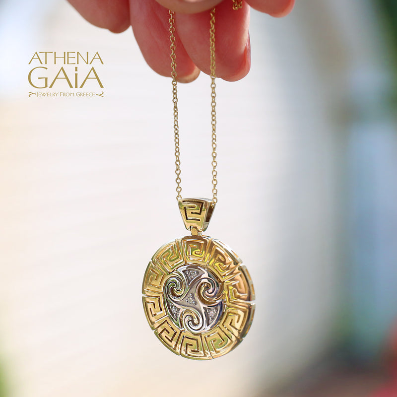 Mythical Argonaut Greek Key Pendant Necklace - 18k Gold Necklace