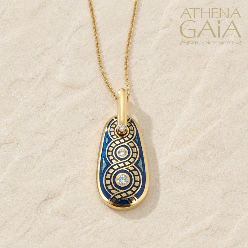 Eternal Braid Enamel Pendant Necklace - 18k Gold Necklace