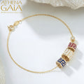 Eternal Rolling Triple Drum Mother and Children Greek Key Bracelet - 18k Gold Bracelet