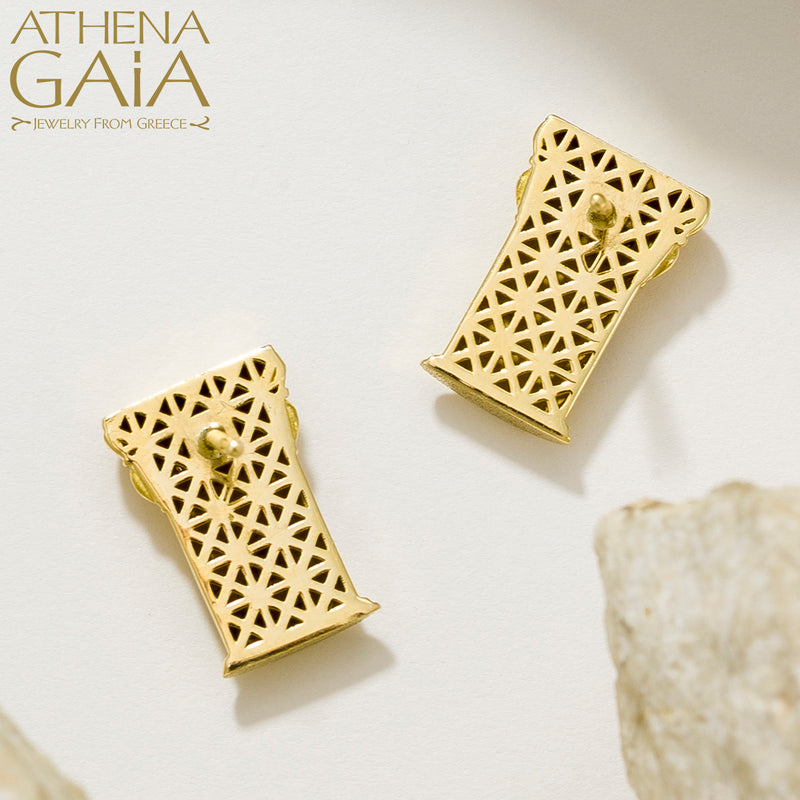 Doric Pillar Earrings - 18k Gold Earrings - Post Earrings