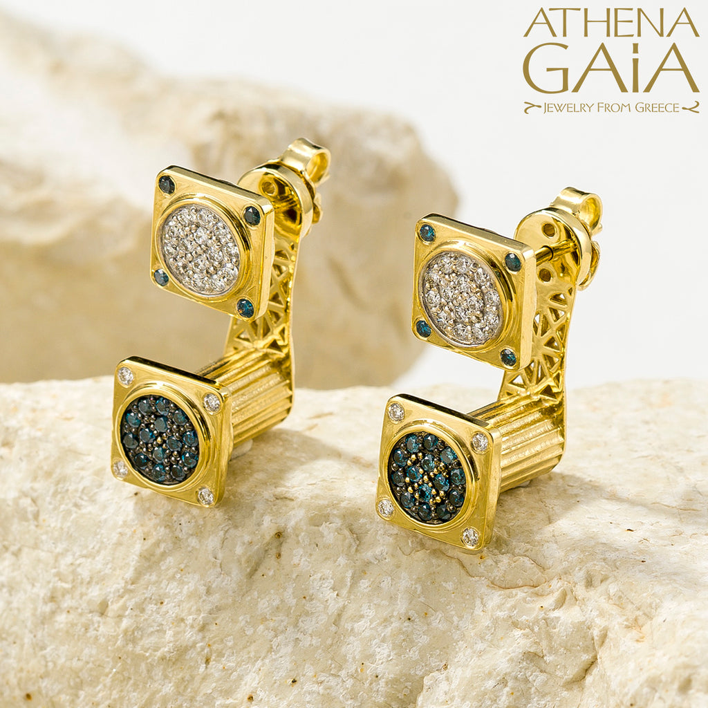 Doric Cap Pillar Earrings - 18k Gold Earrings - Post Earrings