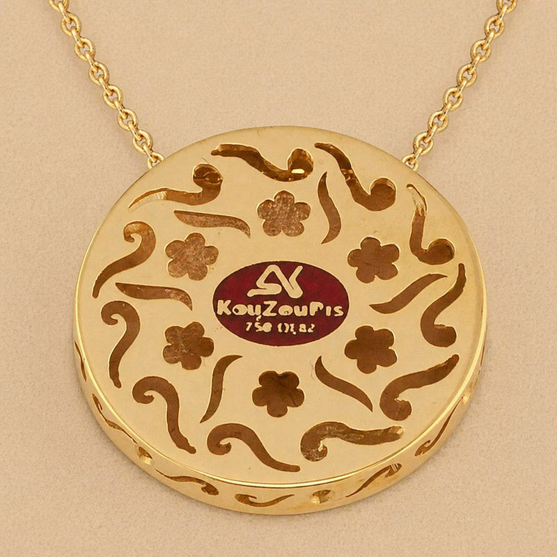 Eternal Sun Spirals Enamel Pendant Necklace - 18k Gold Necklace