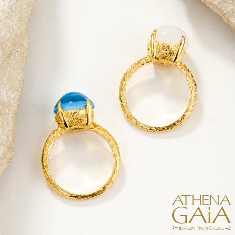 Four Seasons Winter Stone Ring - 18k Gold Ring - Cocktail Ring