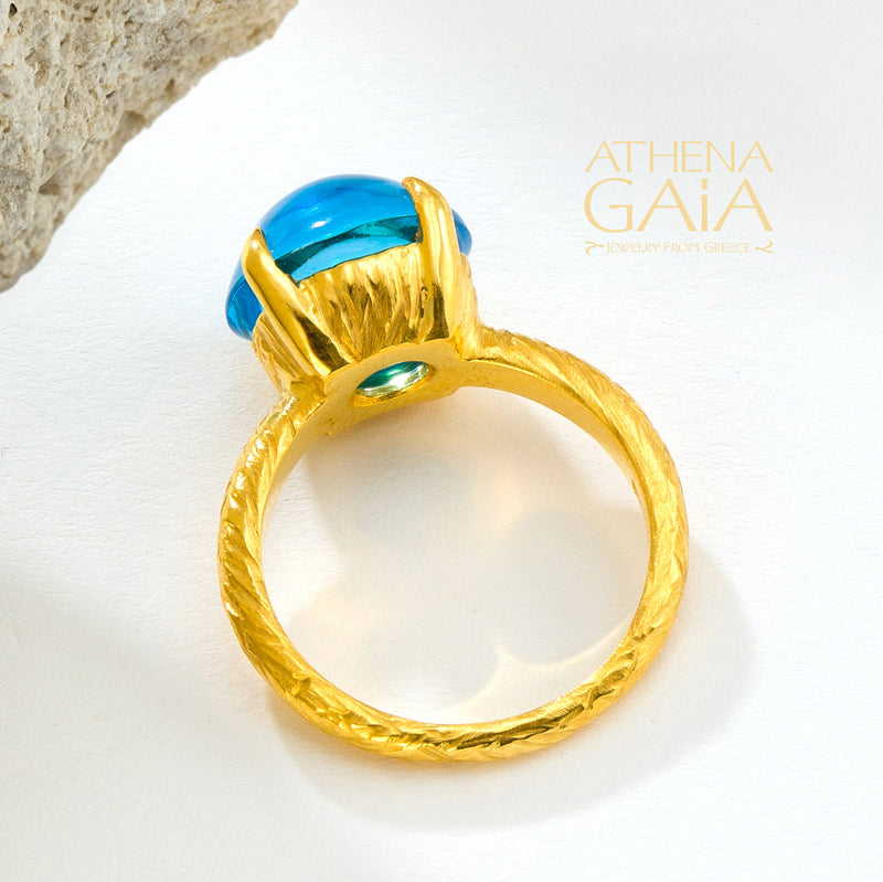 Four Seasons Winter Stone Ring - 18k Gold Ring - Cocktail Ring