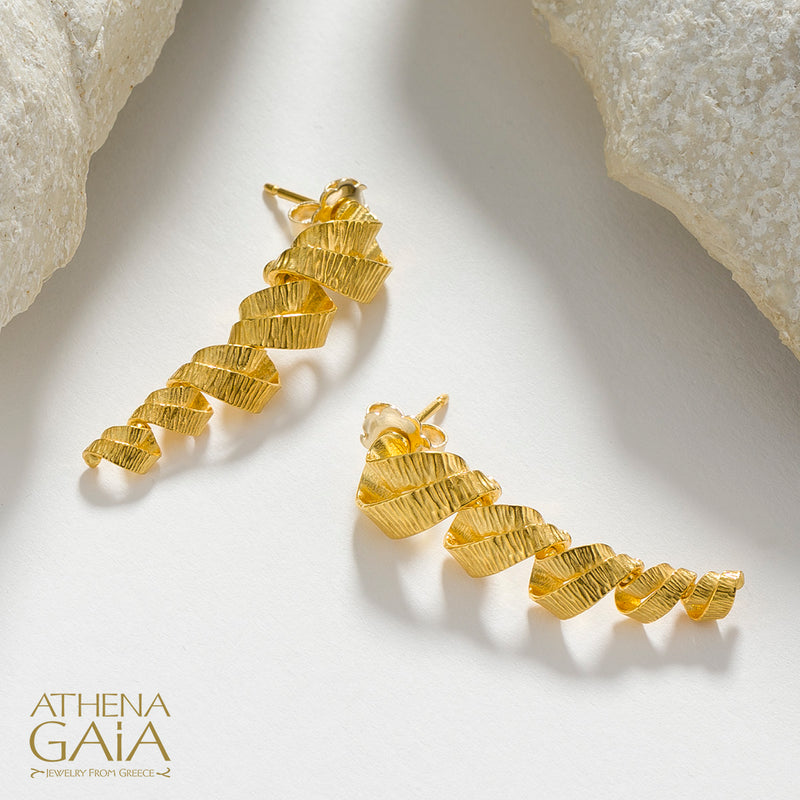 Looping Ribbon Earrings - 18k Gold - Post Earrings