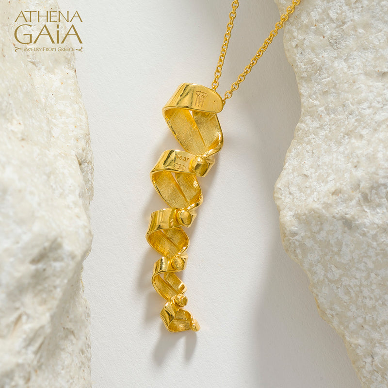 Looping Ribbon Pendant Necklace - 18k Gold Necklace