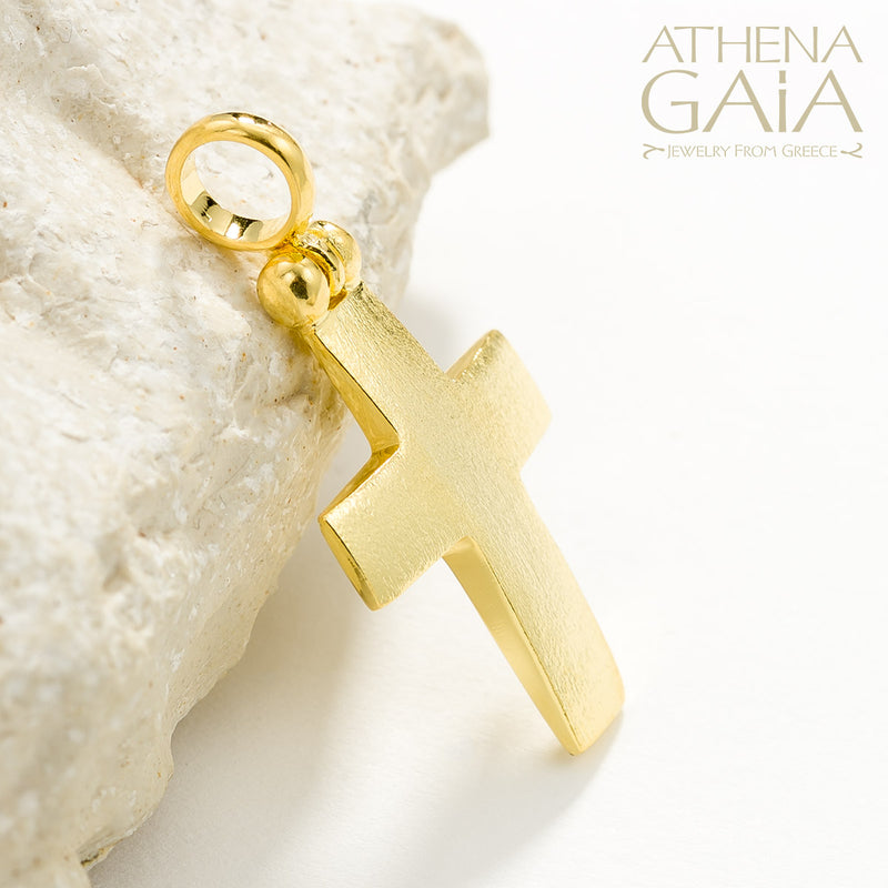 Brushed Cross - 18k Gold - Latin Orthodox Cross