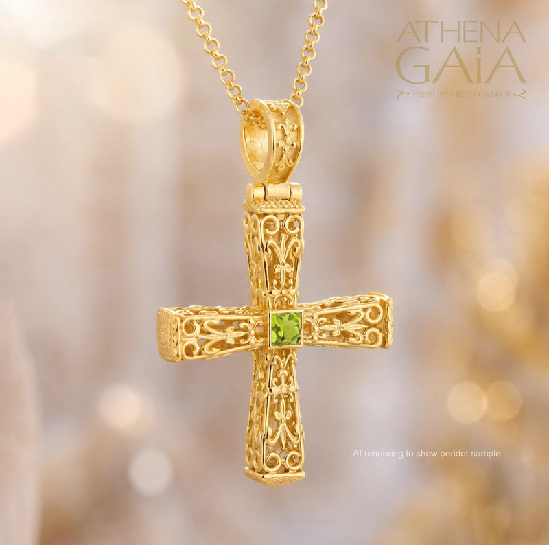 Pillars Orthodox Cross (Medium) - 18k Gold - Byzantine Cross
