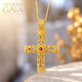 Columns Filigree Orthodox Cross (Small) - 18k Gold - Byzantine Cross