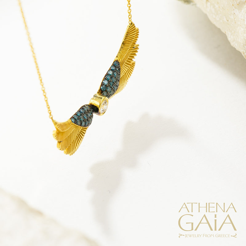 Icarus Wings - 18k Gold and Diamonds - Pendant Necklace (Medium)