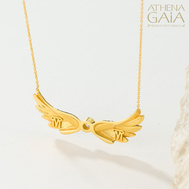 Icarus Wings - 18k Gold and Diamonds - Pendant Necklace (Medium)