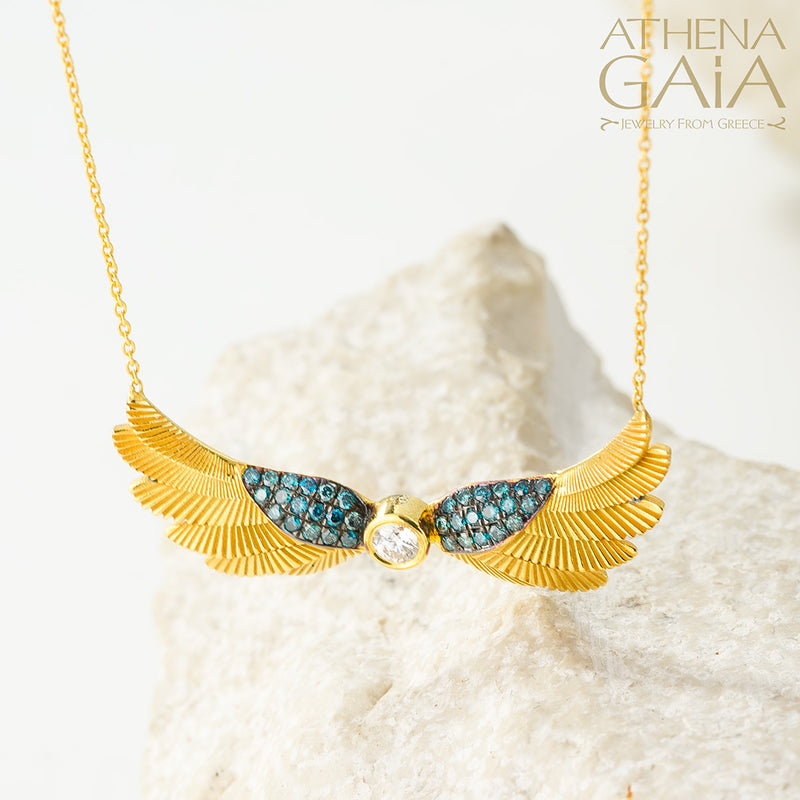 Icarus Wings - 18k Gold and Diamonds - Pendant Necklace (Medium)