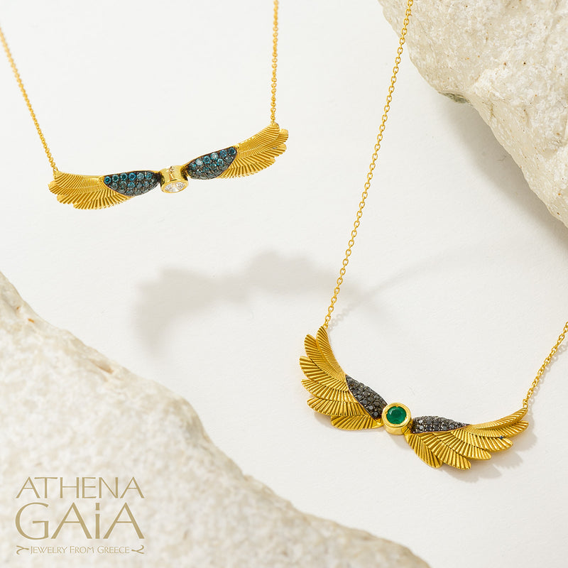 Icarus Wings - 18k Gold and Diamonds - Pendant Necklace (Medium)