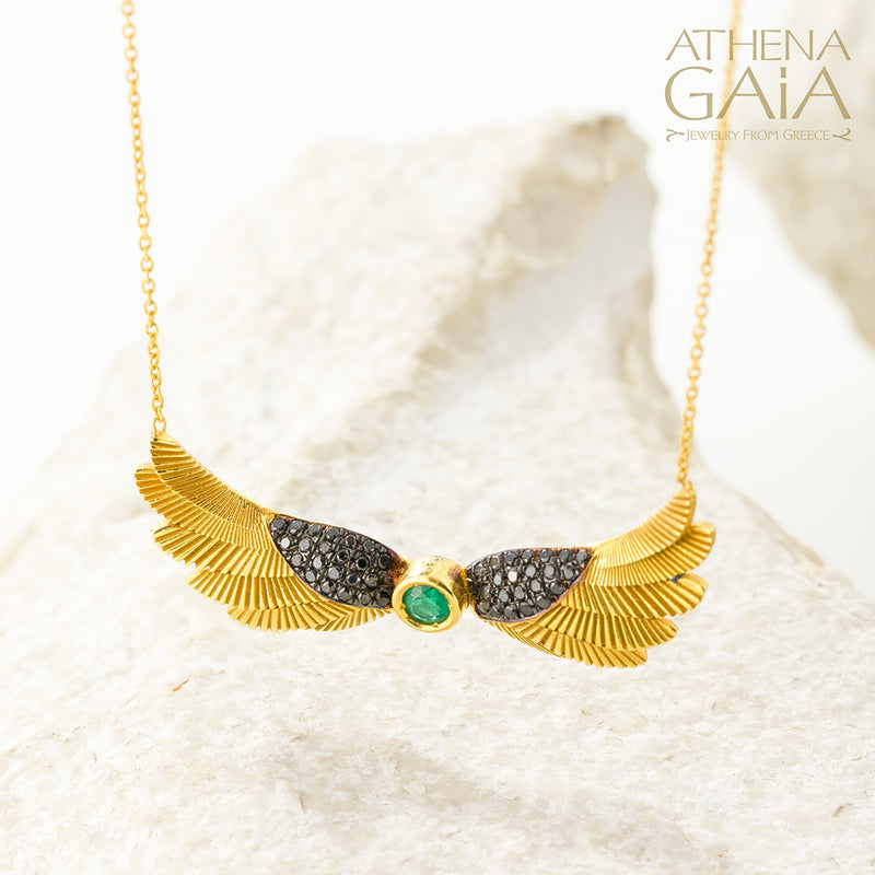 Icarus Wings - 18k Gold and Diamonds - Pendant Necklace (Medium)