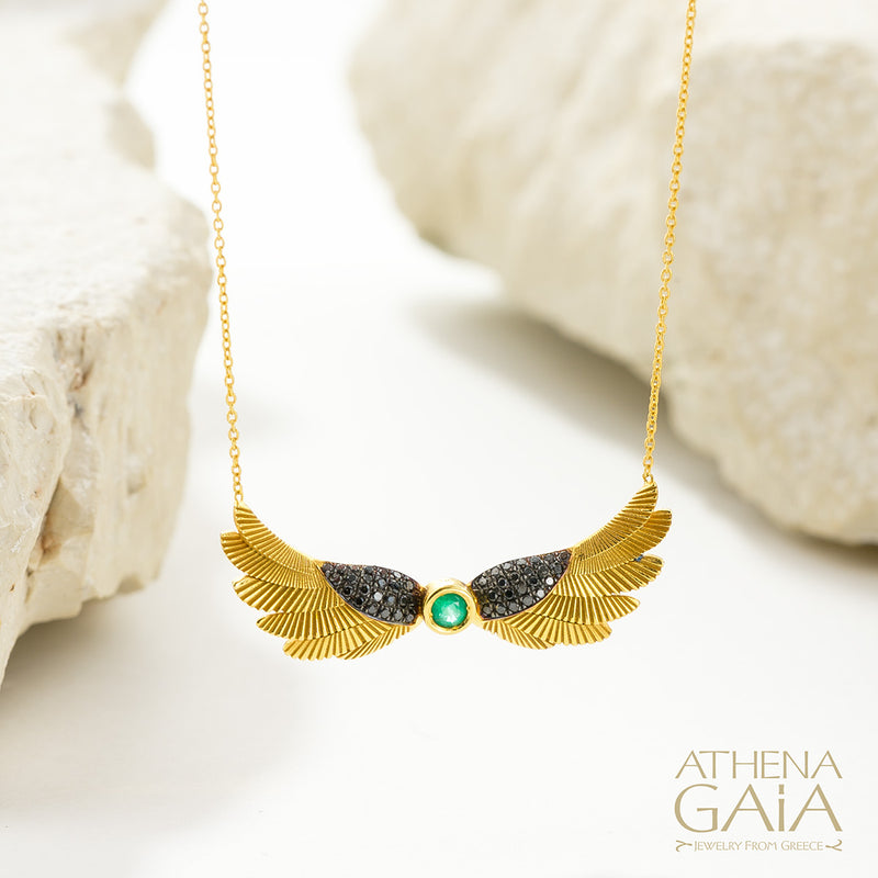 Icarus Wings - 18k Gold and Diamonds - Pendant Necklace (Medium)