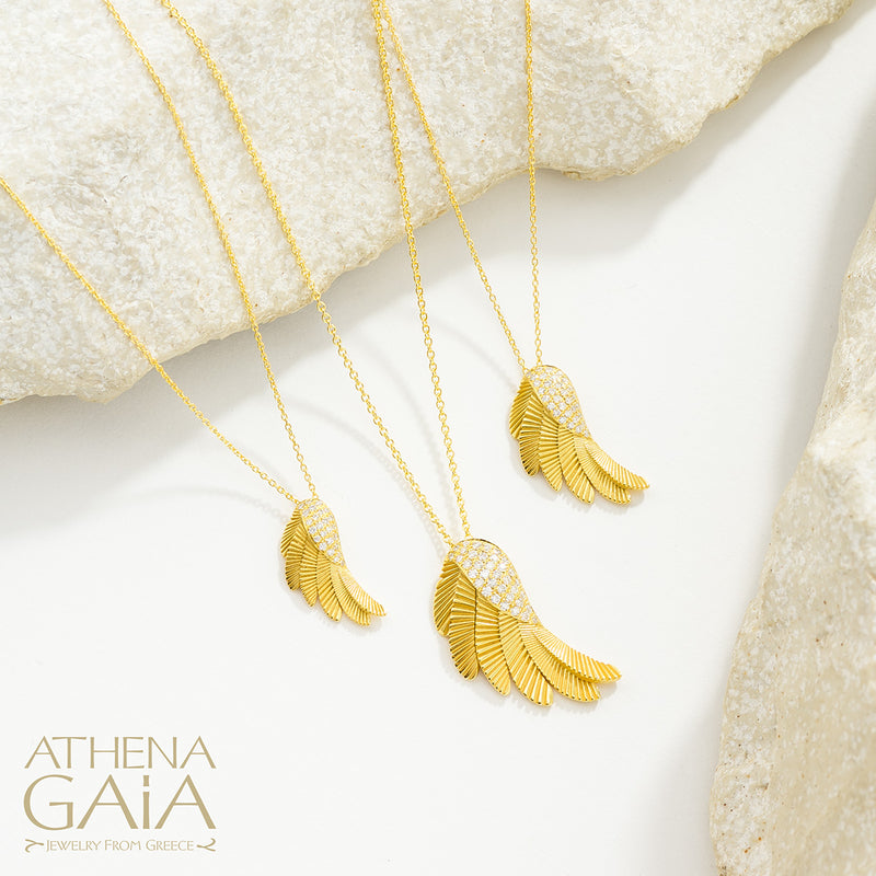 Icarus Wing - 18k Gold and Diamonds - Pendant Necklace (Large)