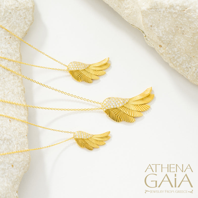 Icarus Wing - 18k Gold and Diamonds - Pendant Necklace (Large)