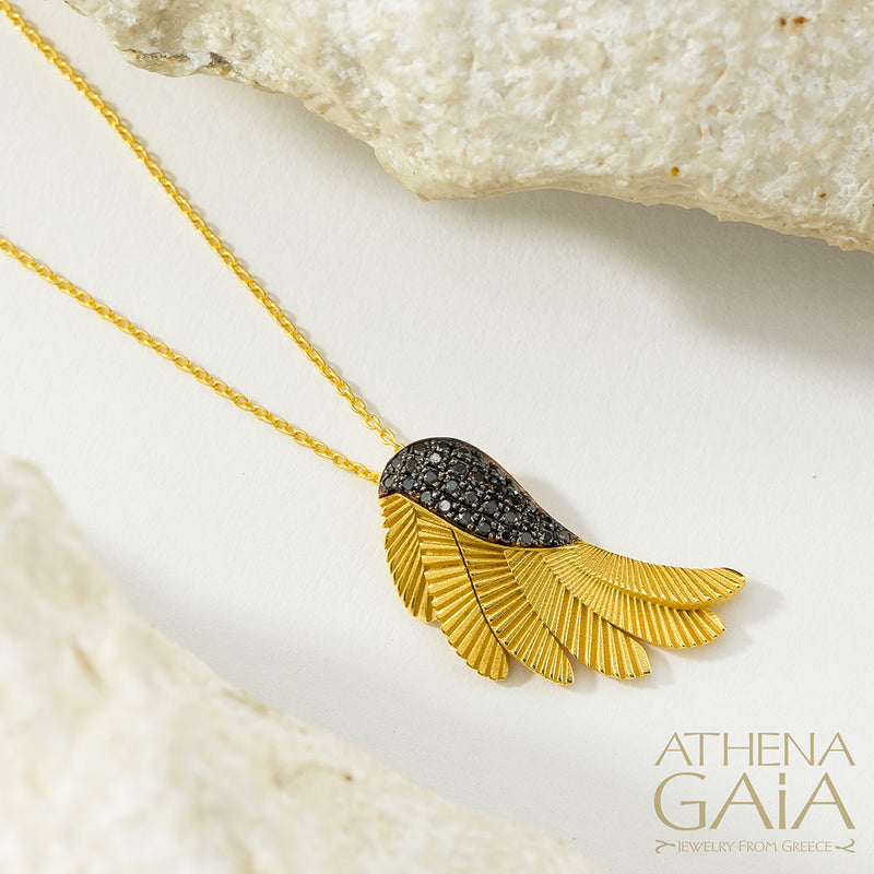 Icarus Wing - 18k Gold and Diamonds - Pendant Necklace (Medium)