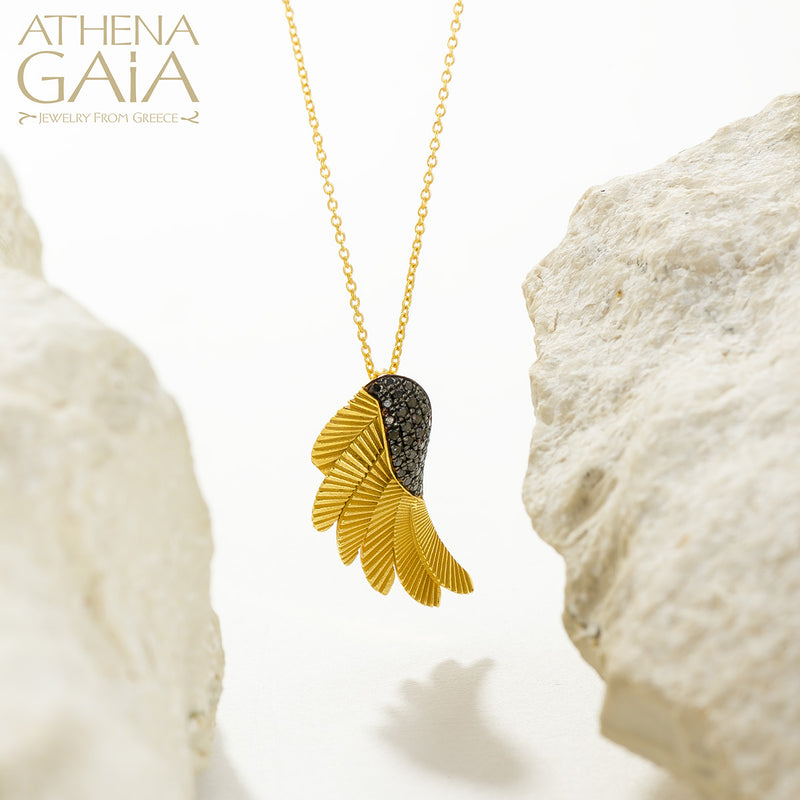 Icarus Wing - 18k Gold and Diamonds - Pendant Necklace (Medium)