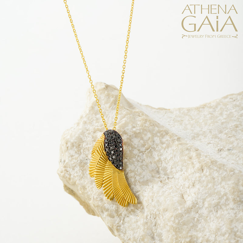Icarus Wing - 18k Gold and Diamonds - Pendant Necklace (Medium)