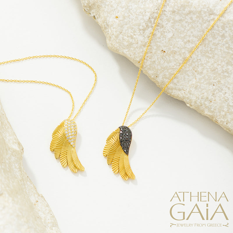 Icarus Wing - 18k Gold and Diamonds - Pendant Necklace (Medium)