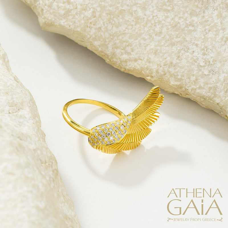 Icarus Golden Wing Ring (Large) - 18k Gold - Cocktail Ring