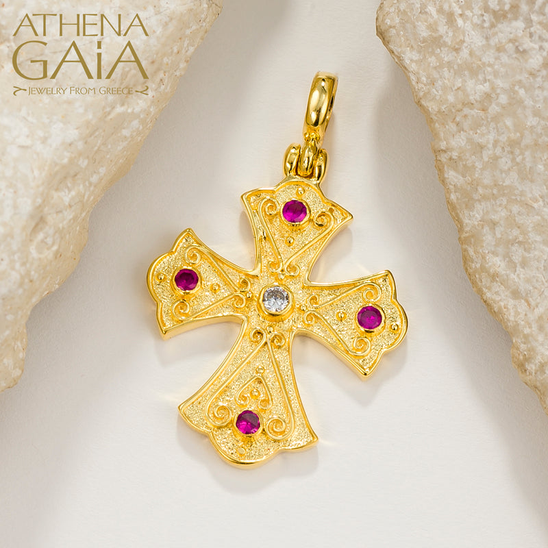 Flared Cross (Large) - 18k Gold - Byzantine Orthodox Cross