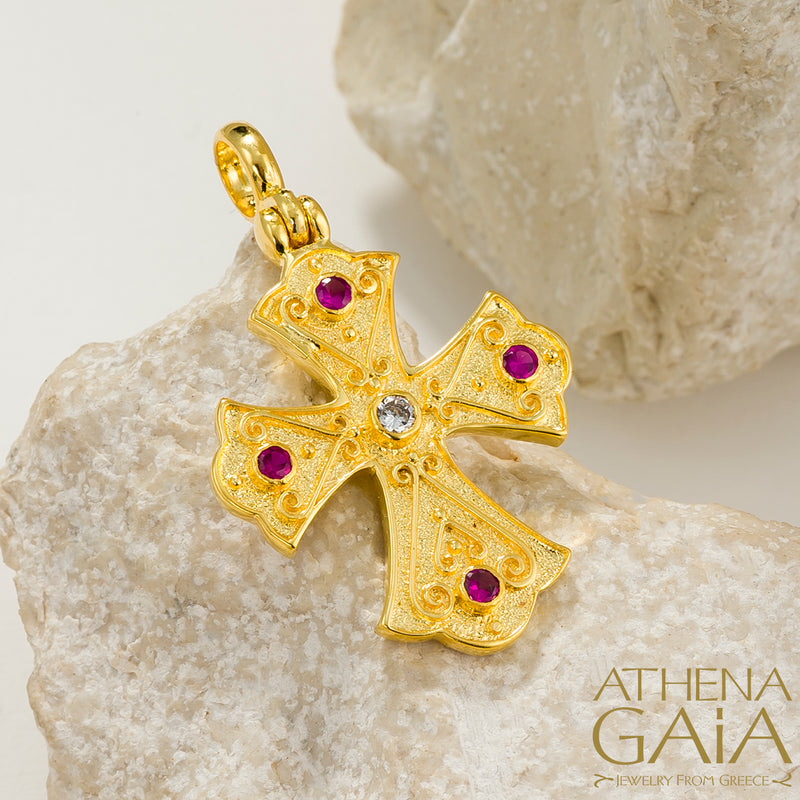 Flared Cross (Large) - 18k Gold - Byzantine Orthodox Cross