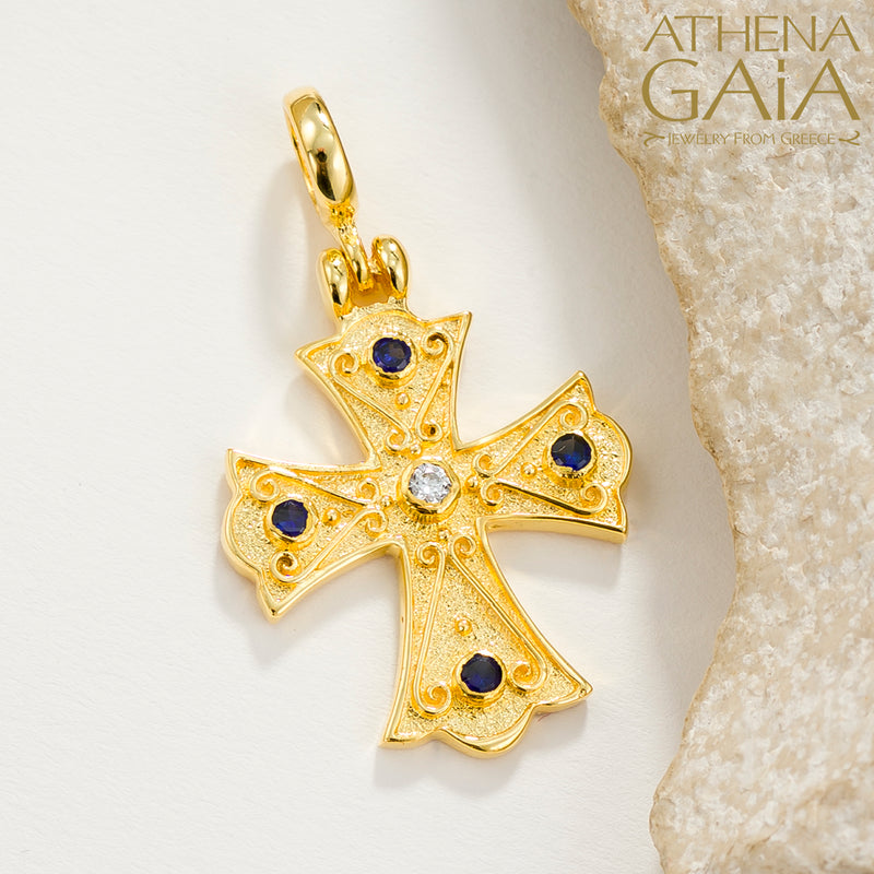 Flared Cross (Large) - 18k Gold - Byzantine Orthodox Cross