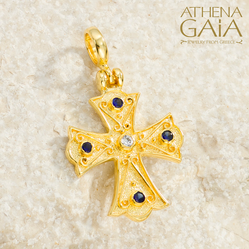 Flared Cross (Small) - 18k Gold - Byzantine Orthodox Cross