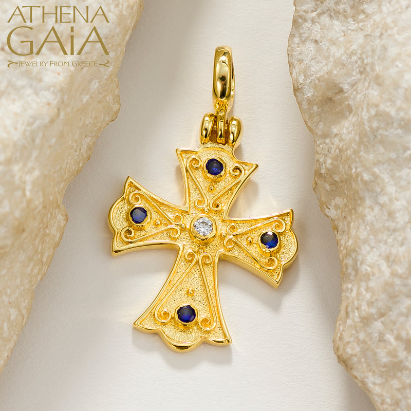 Flared Cross (Large) - 18k Gold - Byzantine Orthodox Cross