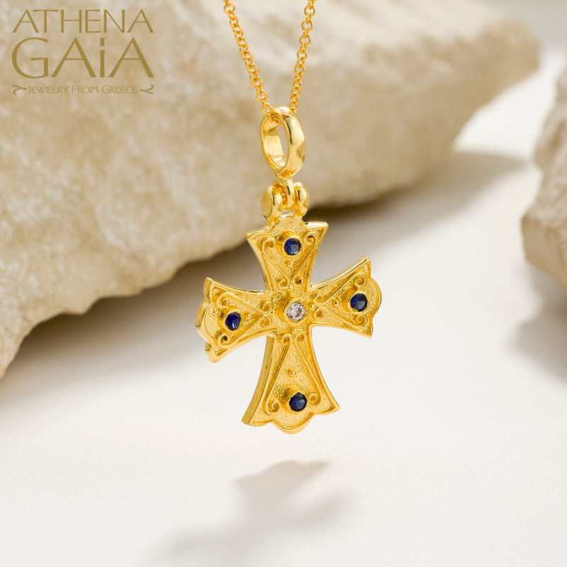 Flared Cross (Small) - 18k Gold - Byzantine Orthodox Cross