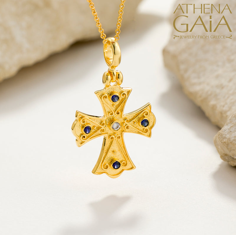 Flared Cross (Small) - 18k Gold - Byzantine Orthodox Cross